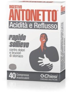 Digestivo Antonetto Acidità e Reflusso Integratore 40 Compresse Masticabili